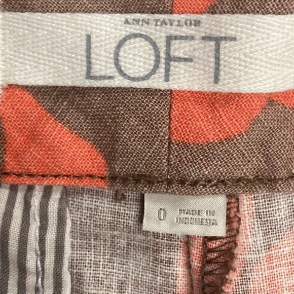 Ann Taylor LOFT Women’s Linen Blend Shorts Orange & Brown Size ￼0 Inseam 4” - Picture 6 of 9